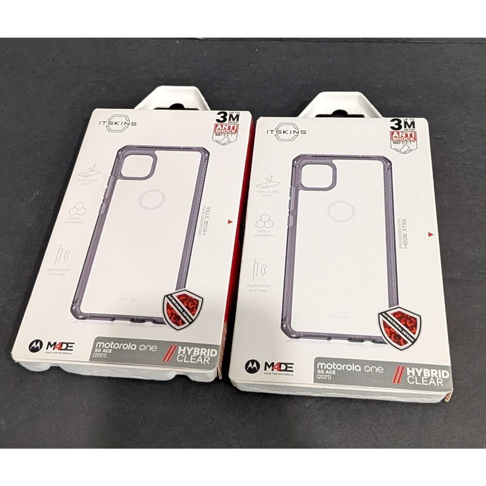 ITSKINS Hybrid Silk Series Cases Lot Of 2 for Motorola One 5G Ace (2021) - Black